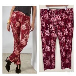 Soft Surroundings Womens Pants Sz 2X Floral Print Stretch‎ Trousers Fall Holiday